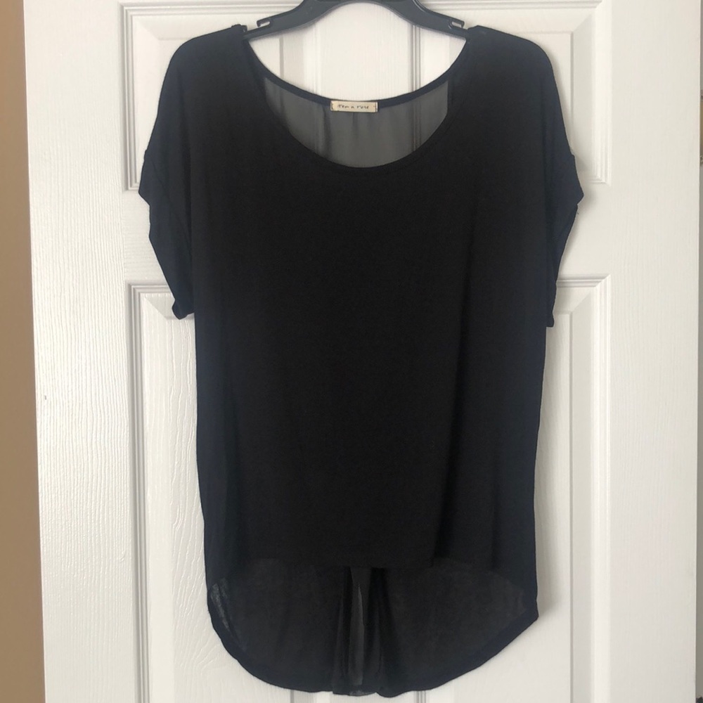Black high low chiffon back with gold button